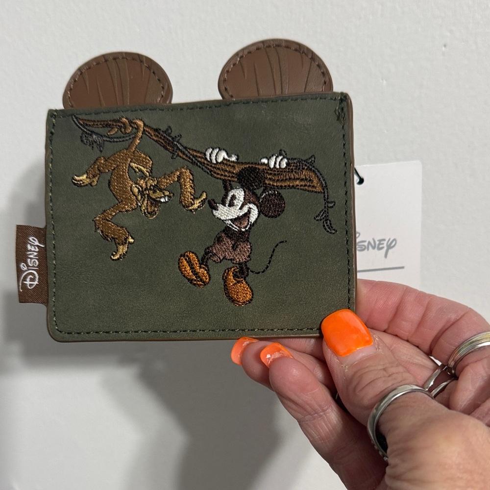 Disney Olive Green Kids Wallet with Mickey and Monkey Design